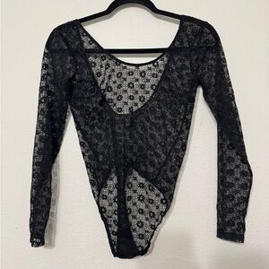 Victoria’s Secret Black Floral Lace Bodysuit size XS/S NWOT